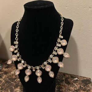 Chico's  Gold  tone and Pink Gemstone Necklace